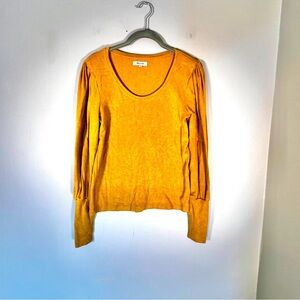 Madewell Women's Ottoman Rib Square‎ Neck Top Long Sleeve Gold/Yellow XS